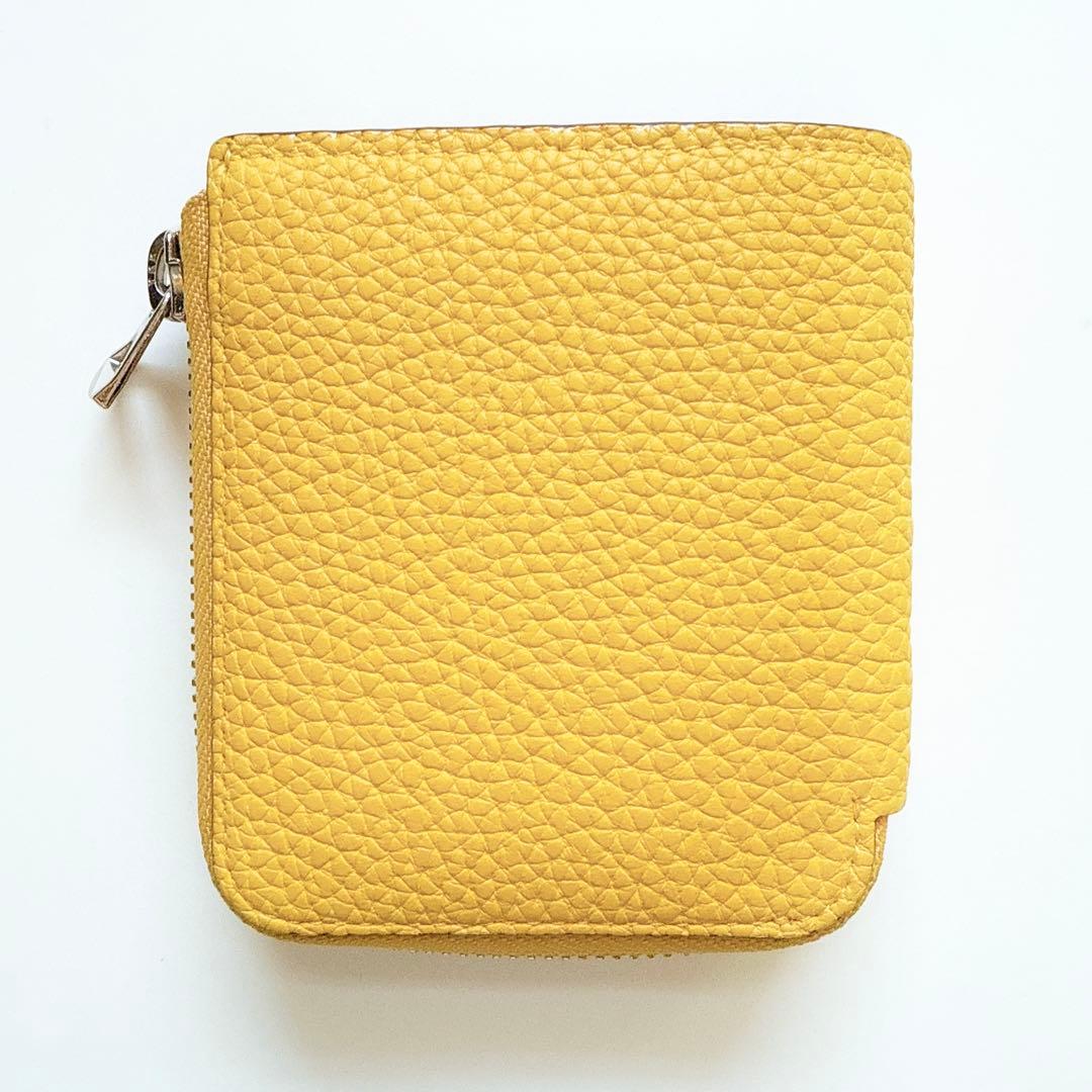 【美品】ITTI イッチ　コンパクトウォレット　二つ折り財布　レザー　イエロー