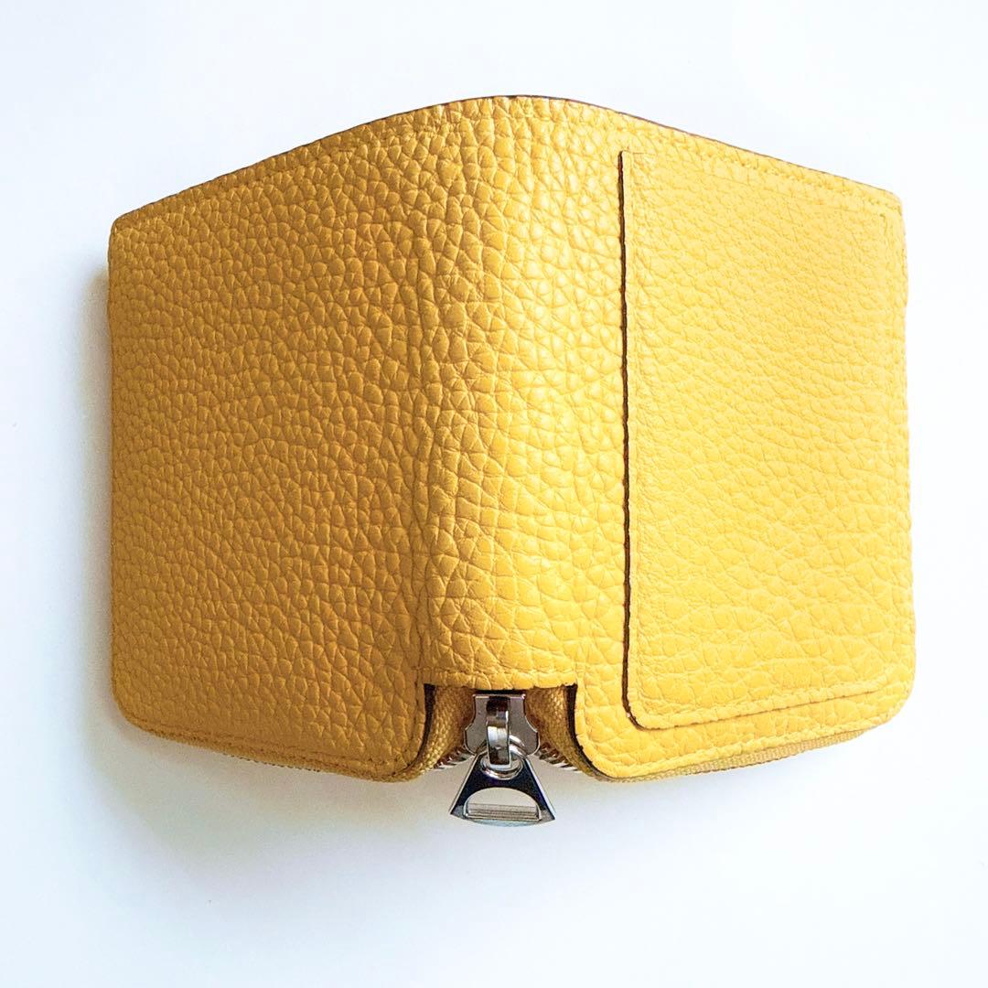 【美品】ITTI イッチ　コンパクトウォレット　二つ折り財布　レザー　イエロー