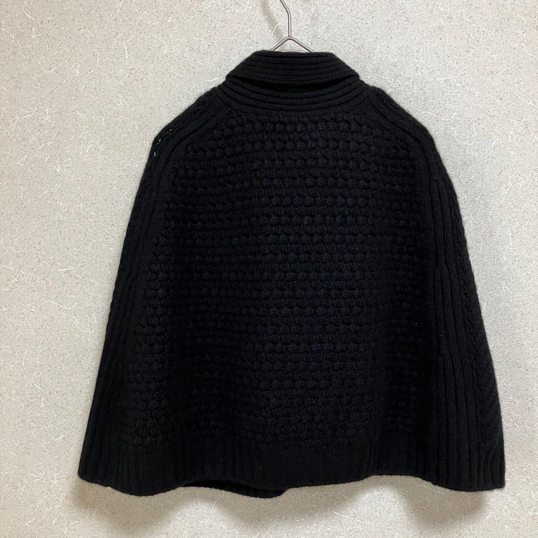 10【三陽商会】カシミヤニットケープ ショールカラー リボン ボウタイ カシミア