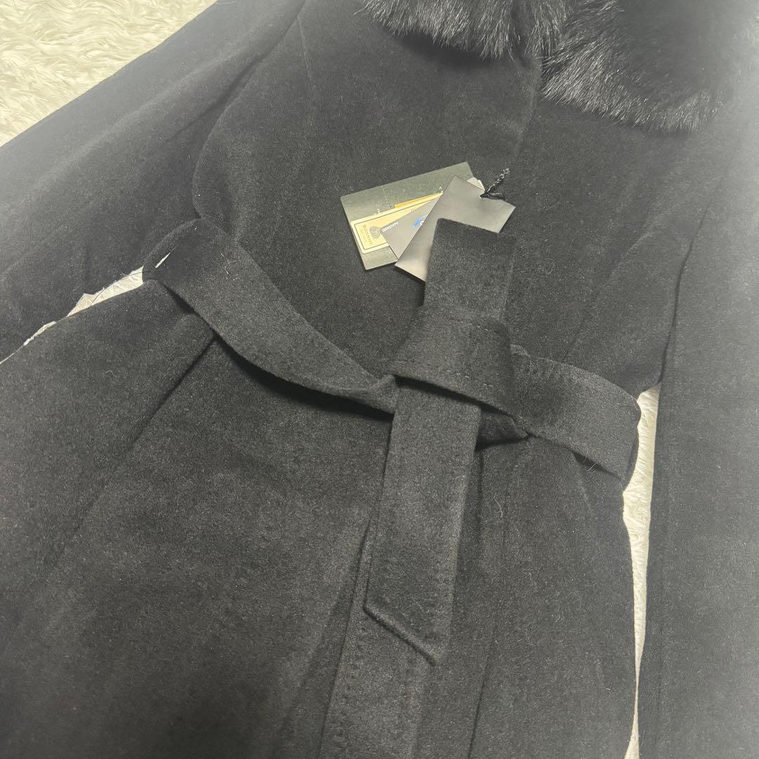 新品 INED ベルテッドコート フォックスファー アンゴラ ロング 定価3.9