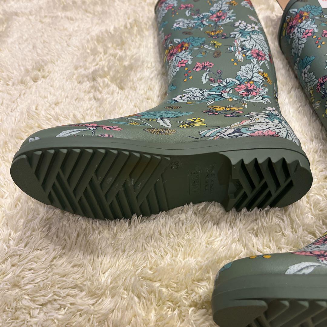 新品タグ付き PAUL & JOE AIGLEコラボ 花柄長靴 レインシューズ