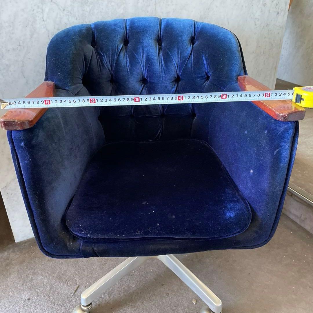 昭和レトロ ネイビー ベルベット ダイニングチェア