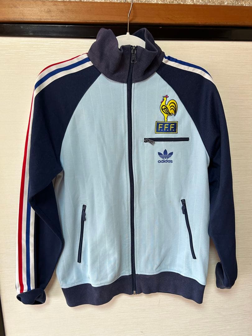 アディダストラックジャケット L刺繍 フランス代表 vintage 青×ネイビー