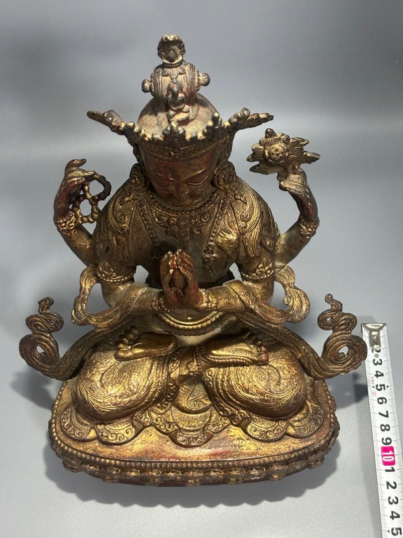 仏教古美術 純銅静座観音 四腕観音仏像文化遺産 文化財仏像伝承