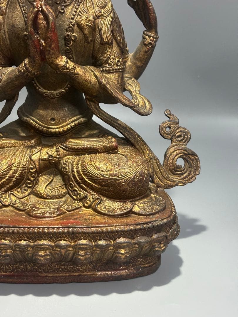 仏教古美術 純銅静座観音 四腕観音仏像文化遺産 文化財仏像伝承