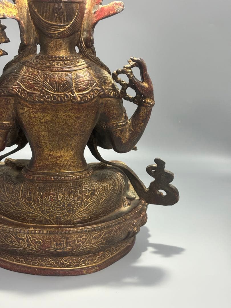 仏教古美術 純銅静座観音 四腕観音仏像文化遺産 文化財仏像伝承