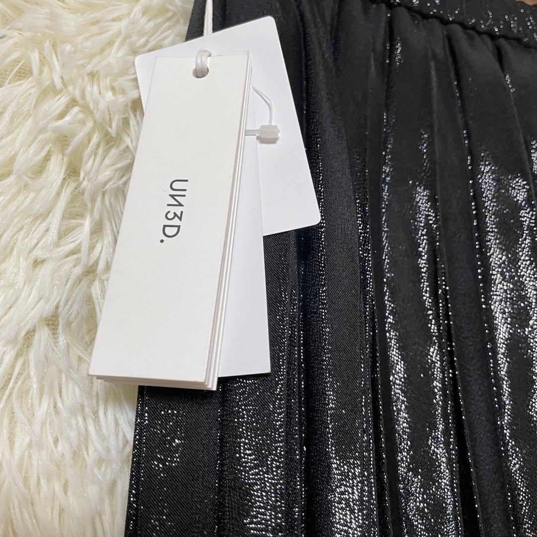 un3d オリガミプリーツスカートグロッシー 38 タグ付き　ブラック