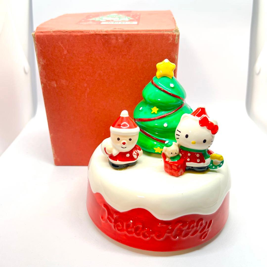 【激レア】1990年製 箱付き ハローキティ 陶器製 クリスマス オルゴール