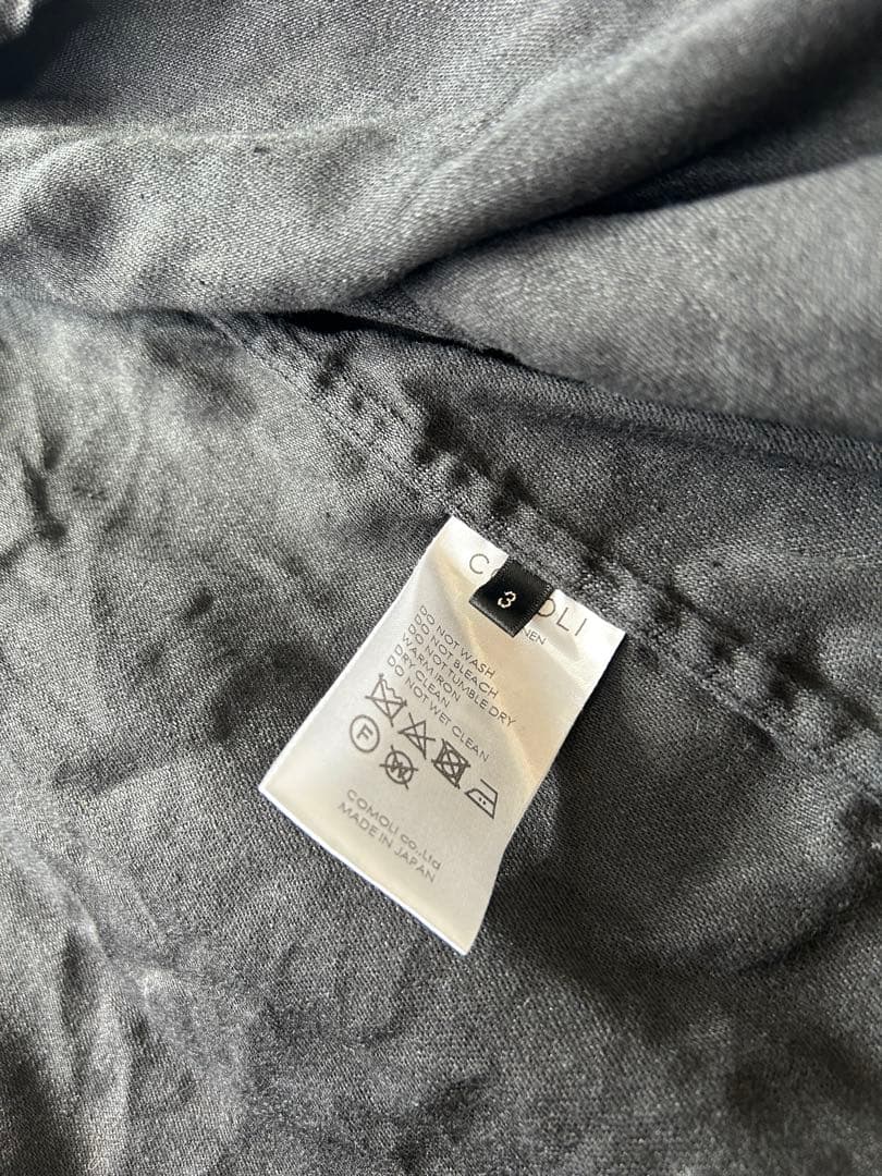 希少　COMOLI コモリ　リネン起毛スタンドカラージャケット　ネイビー　3