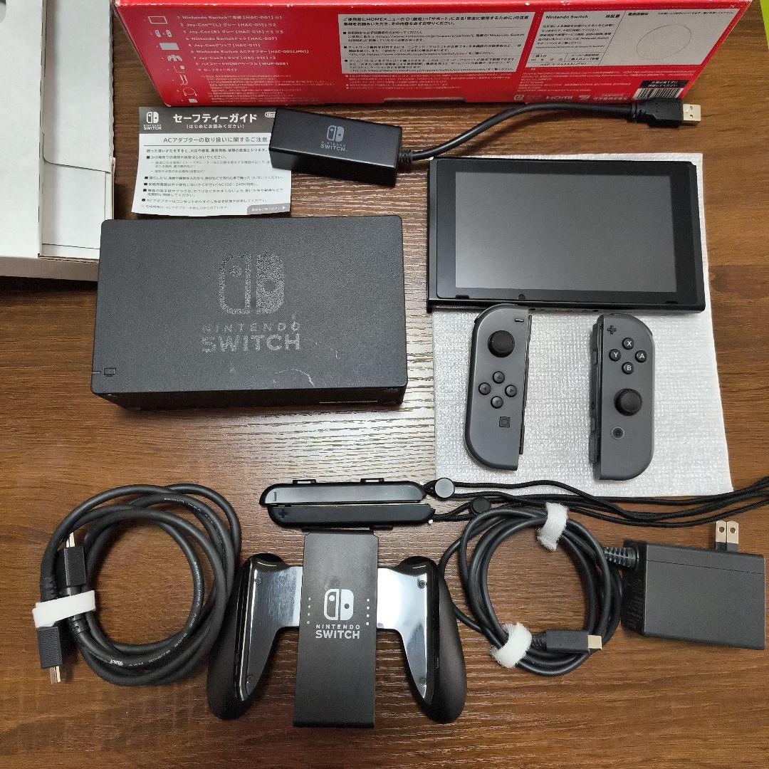 Nintendo Switch 本体 グレー 付属品完備 社外品LANアダプタ - メルカリ