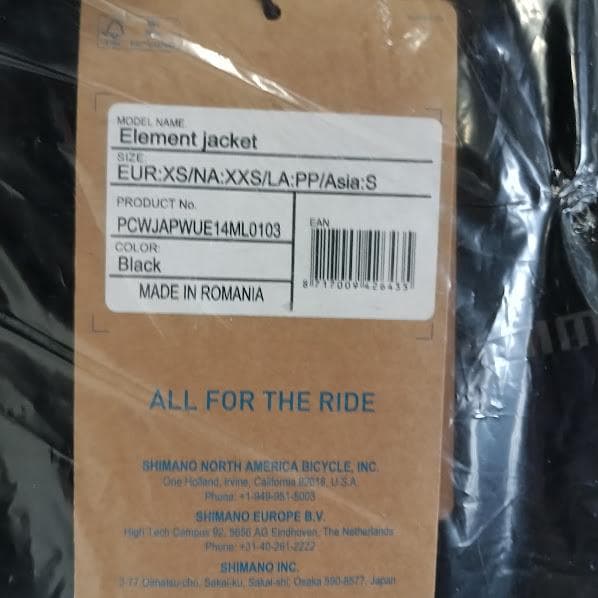 SHIMANO シマノ ウェア エレメント ジャケット ブラック XS