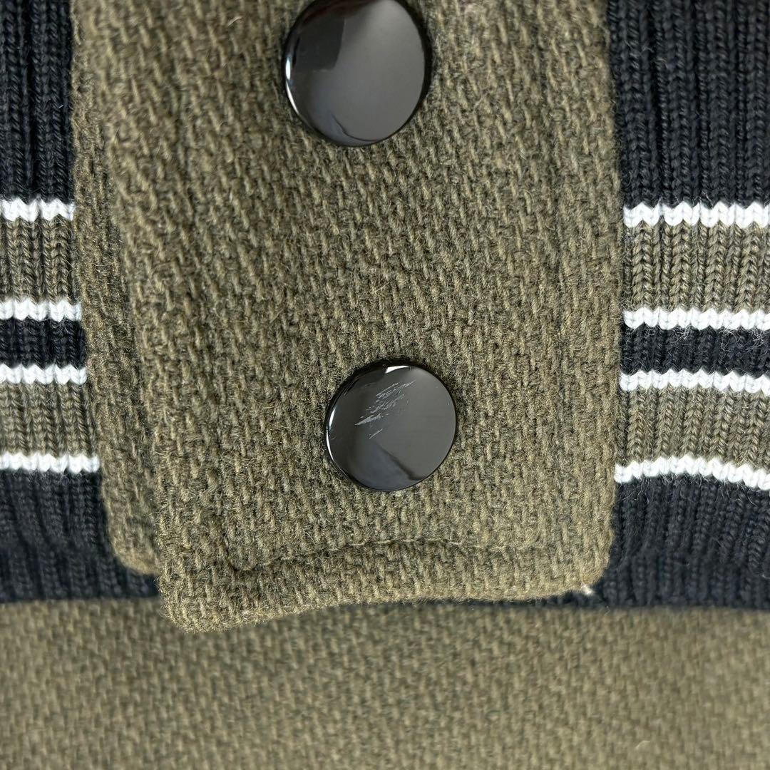 5840【希少カラー】サンローラン☆レザー切替テディジャケット カーキ 即完売