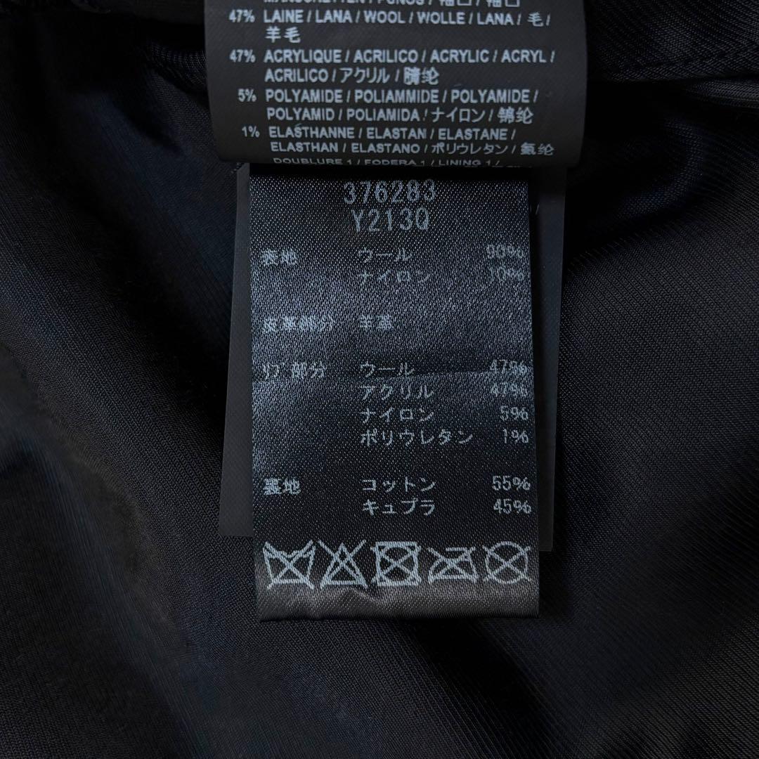 5840【希少カラー】サンローラン☆レザー切替テディジャケット カーキ 即完売