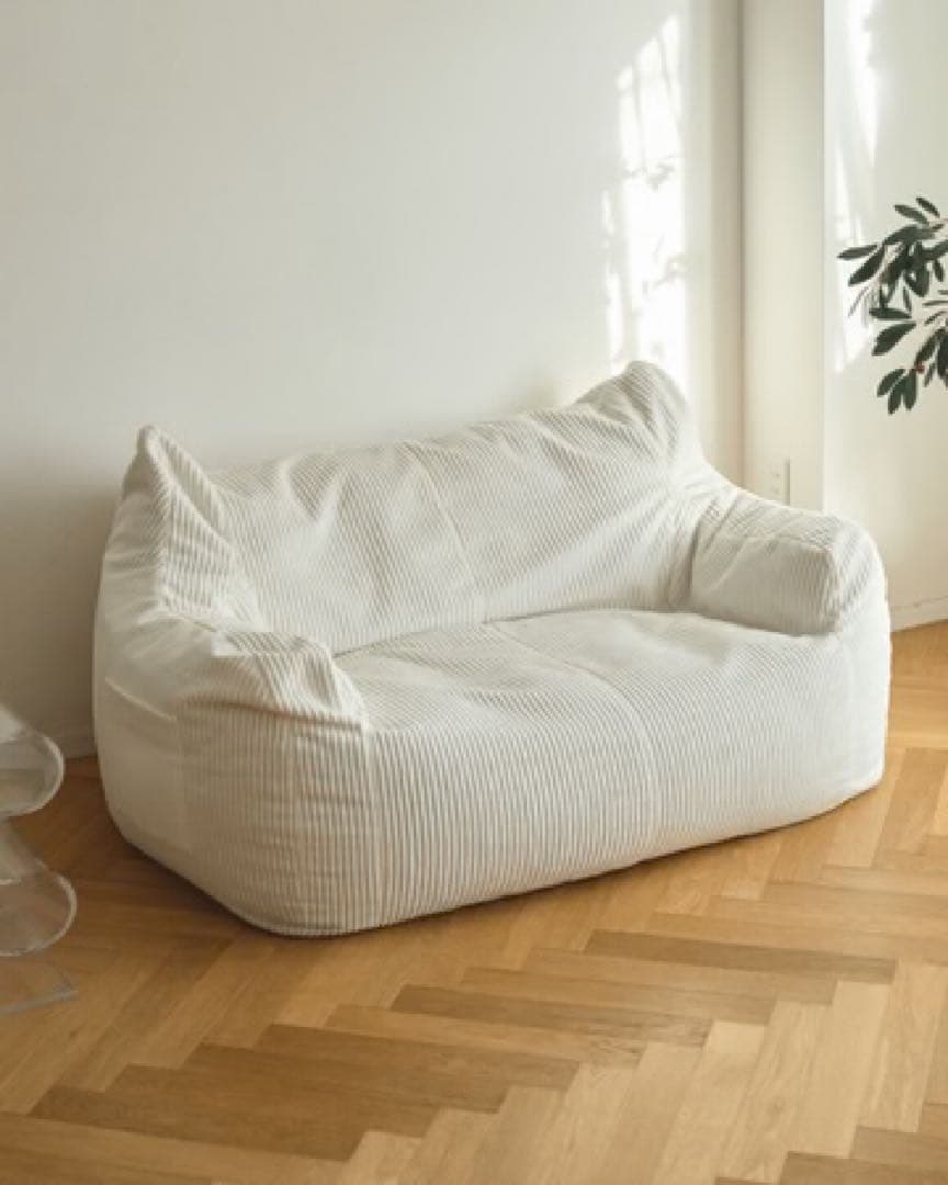 【引取優先】HUGME 2人掛けビーズソファ Ivory