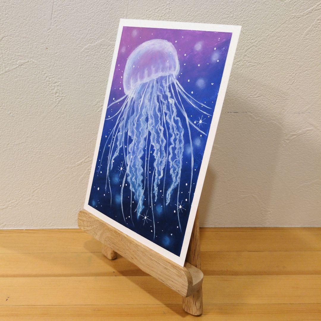 原画：B6サイズ】 クラゲ 02 オイルパステル画 - メルカリ