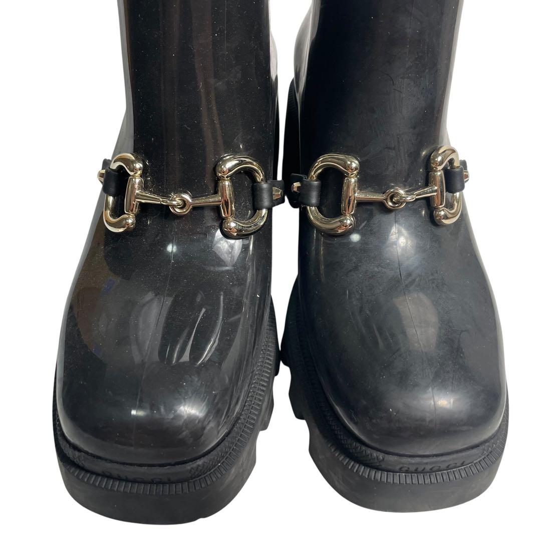GUCCI ホースビット黒 ラバー ショートレインシューズサイズ 38