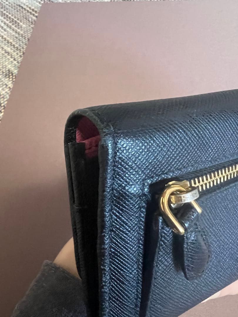 PRADA サフィアーノ 長財布 ブラック/イエロー/ピンク