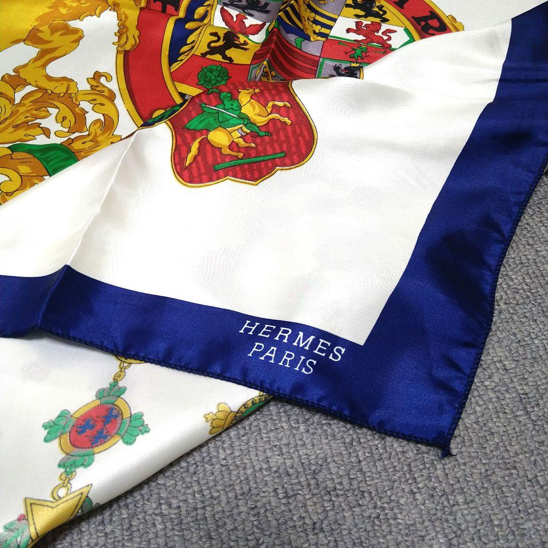 美品 HERMES シルクスカーフ ライオンと紋章 カレ グランアパラ - メルカリ