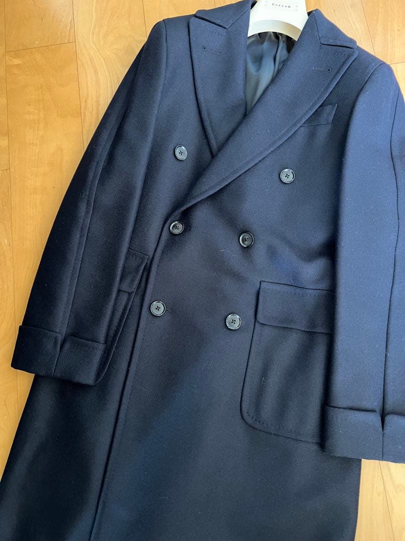 CARUSO ネイビー ダブルブレスト ポロコート - メルカリ