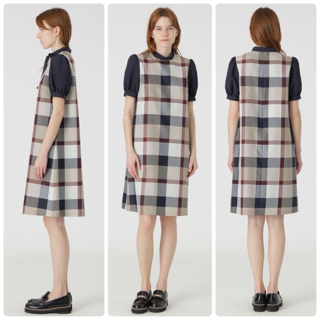 【クレストブリッジ】チェックライトクロッシング　ツイルシャーリングドレス　38