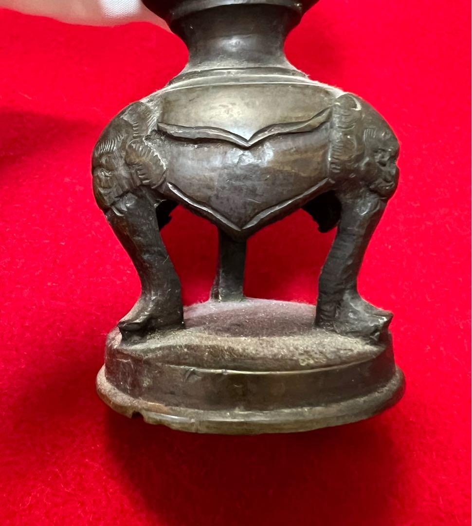 古道具 古銅 三足 獸足獸耳 燭台 燈台 アンティーク 仏具