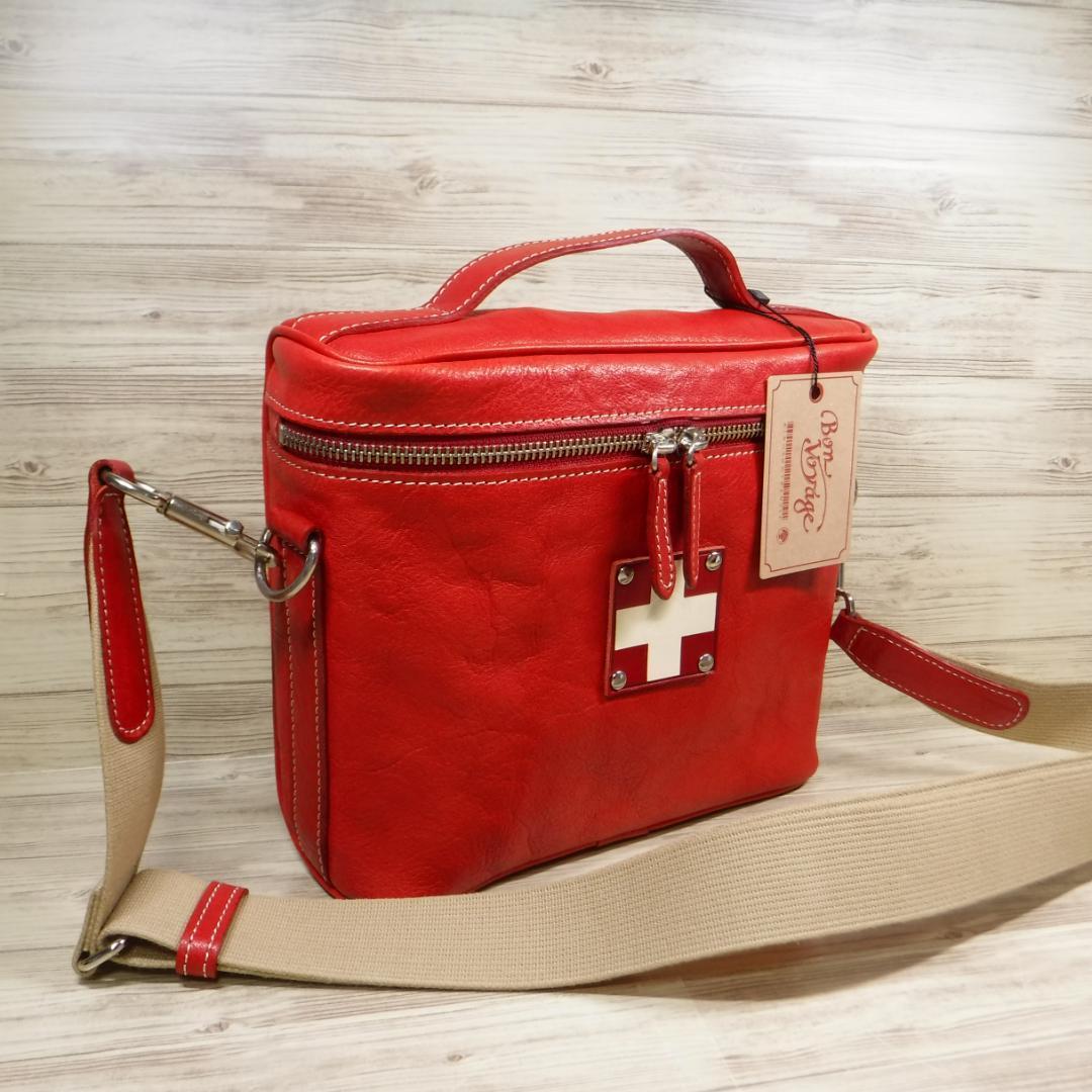 木の庄帆布 定価24000円 赤 栃木レザー 2WAY ショルダーバッグ 牛革