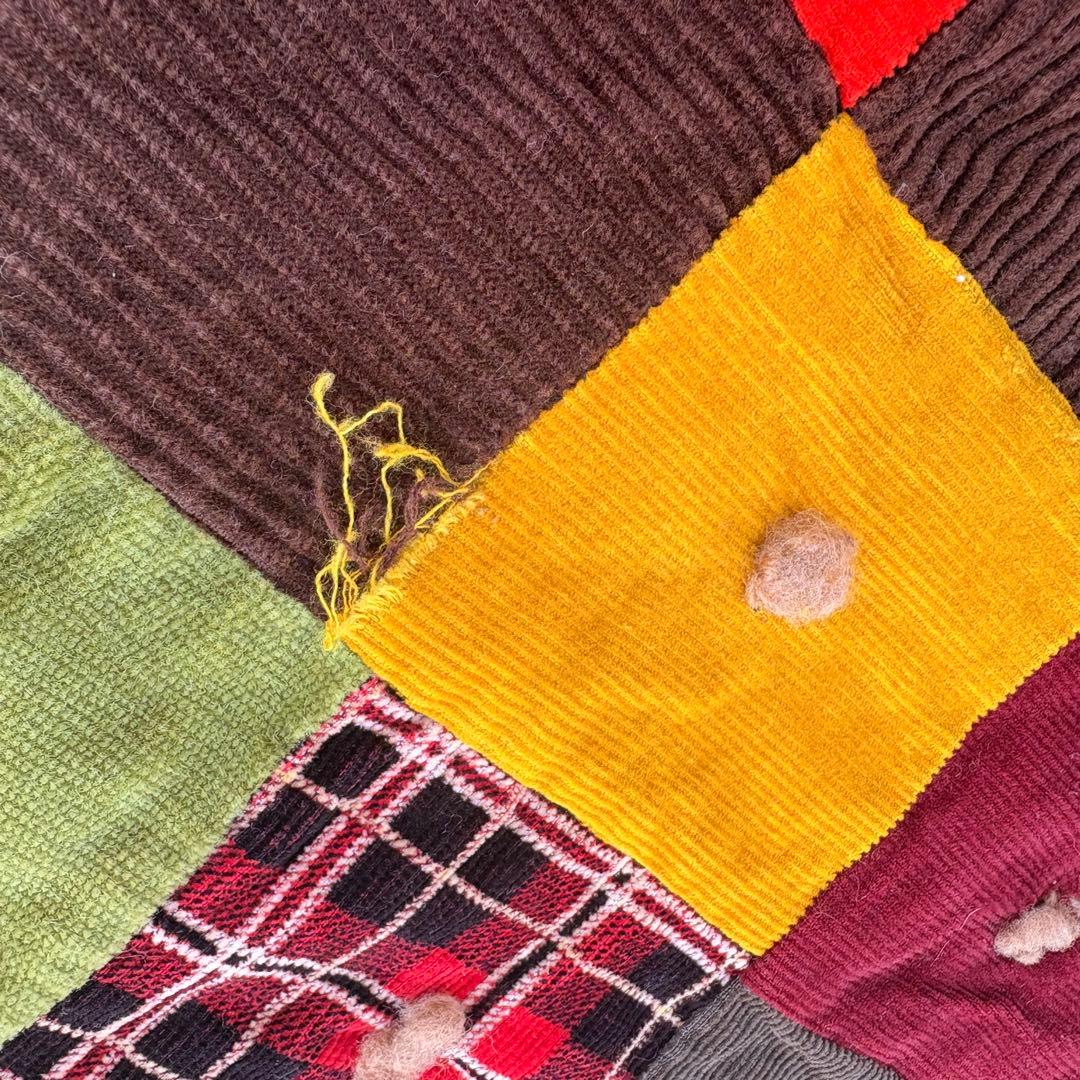 【USA Vintage】パッチワーク 布 ブランケット キルト ラグ