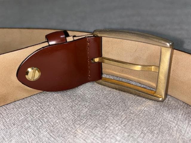 Brioni ブラウンレザーベルト イタリア製 パテントレザー