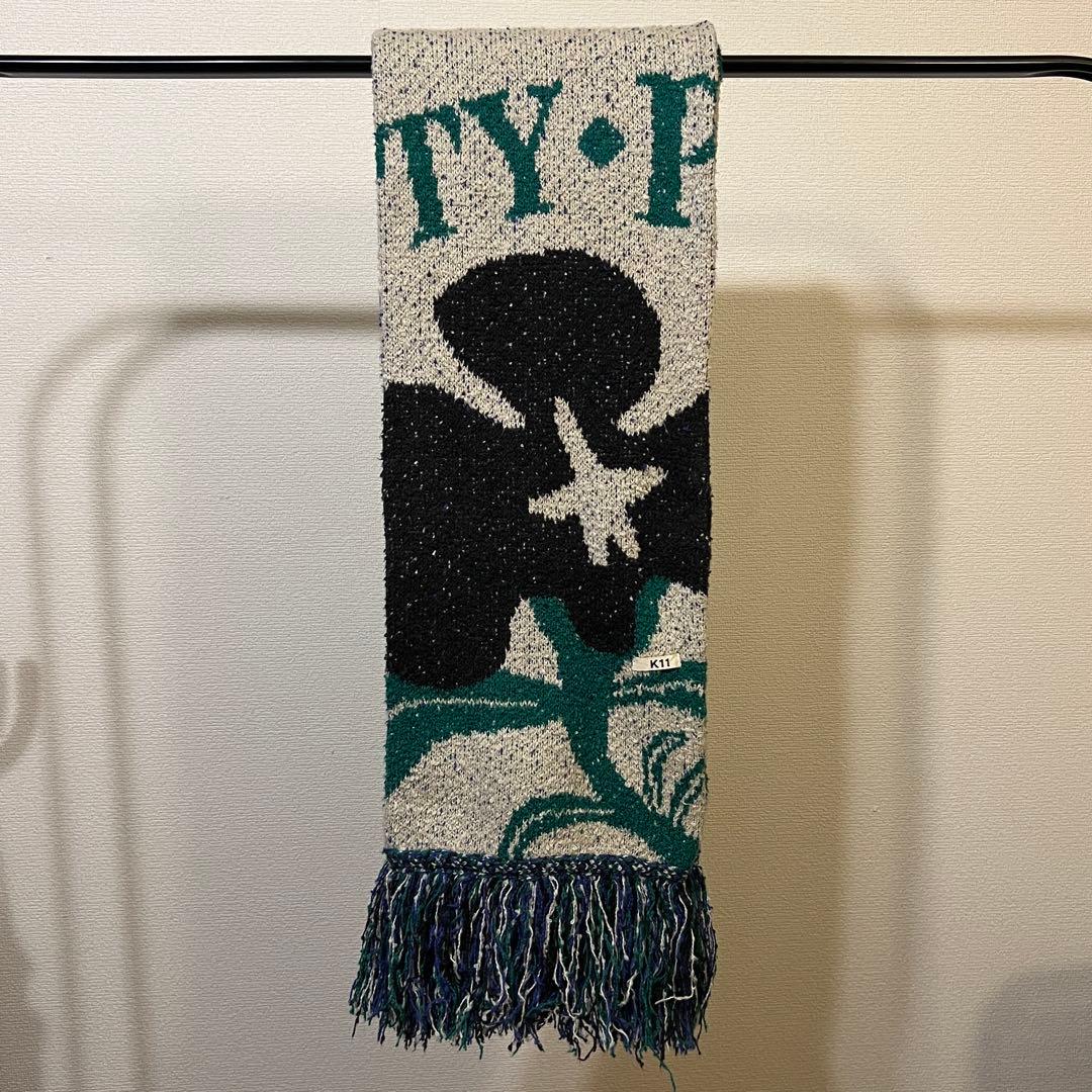 【KHOKI】Intrarsia knit muffler -White