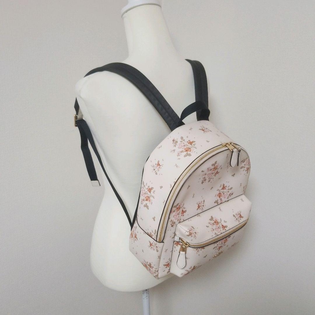 【極美品】コーチ　COACH　花柄　リュック プリント PVC レザー