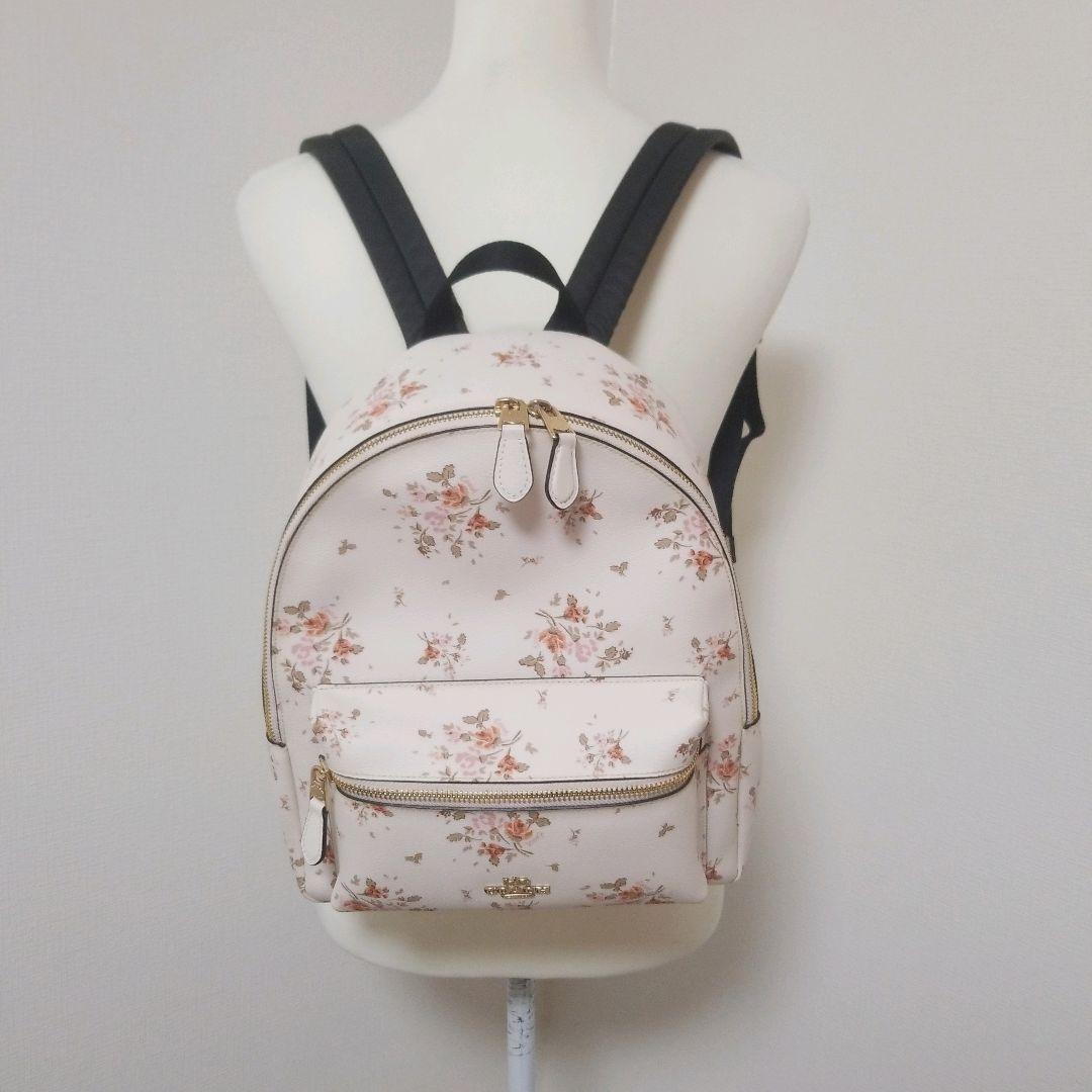 【極美品】コーチ　COACH　花柄　リュック プリント PVC レザー