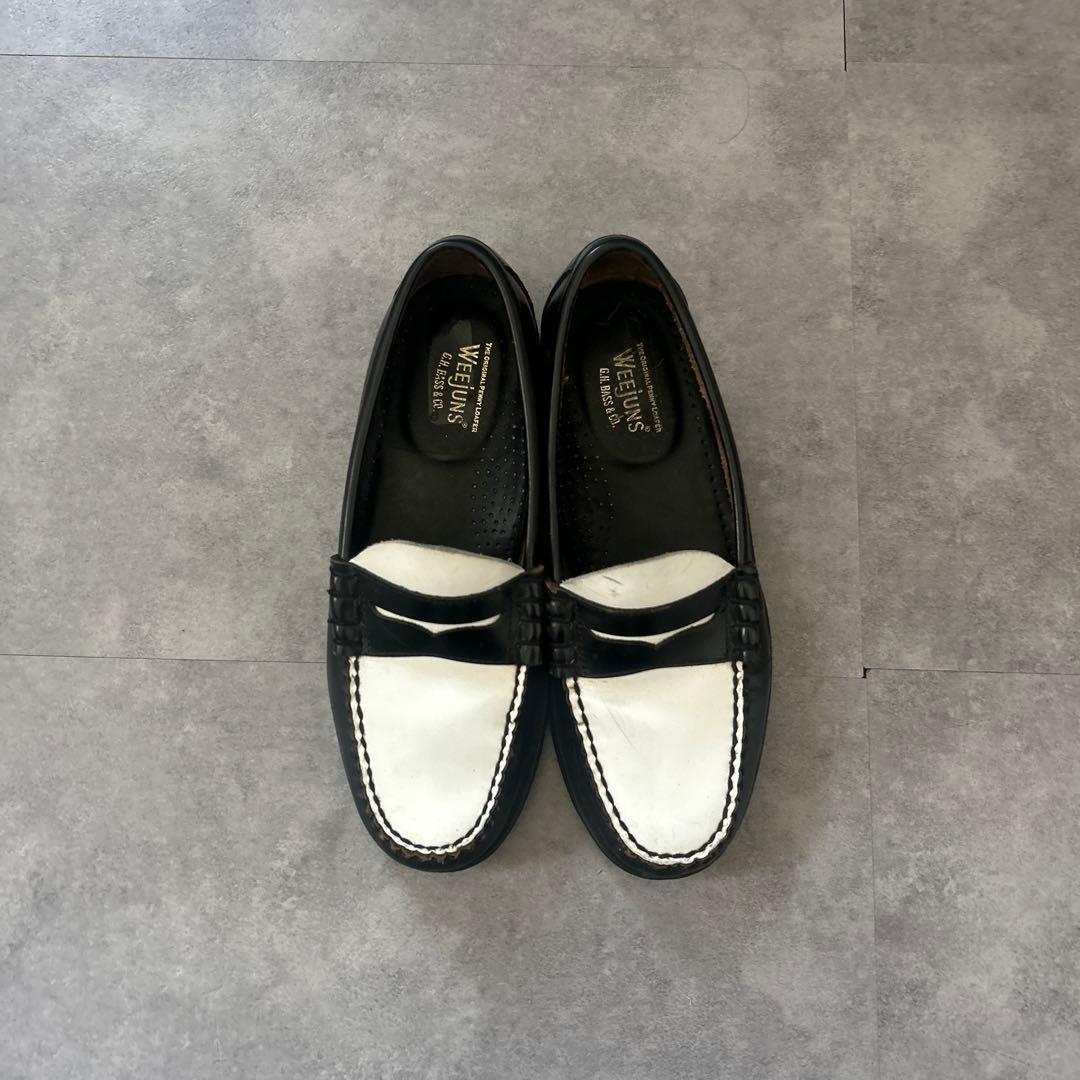 極美品】ghbass&co ペニーローファー 白黒 モノトーン 24.5 - メルカリ