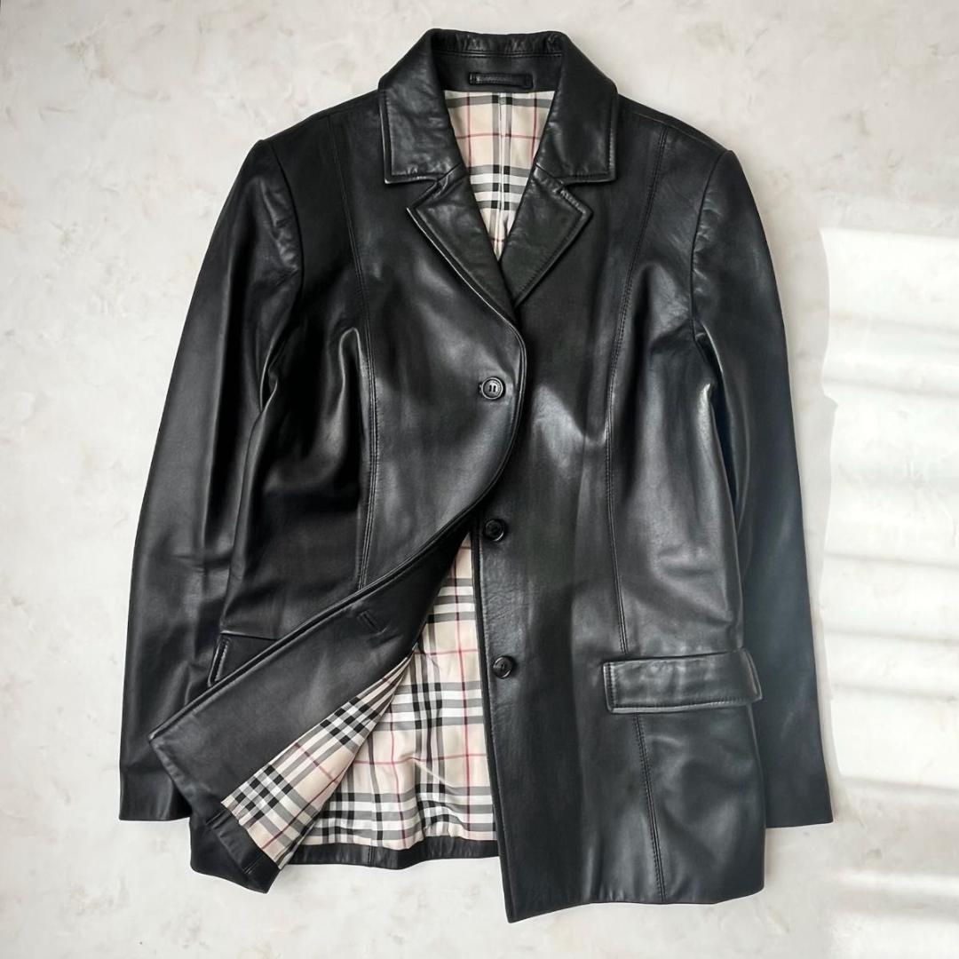 美品】BURBERRY レザージャケット ノバチェック 本革 シープスキン L