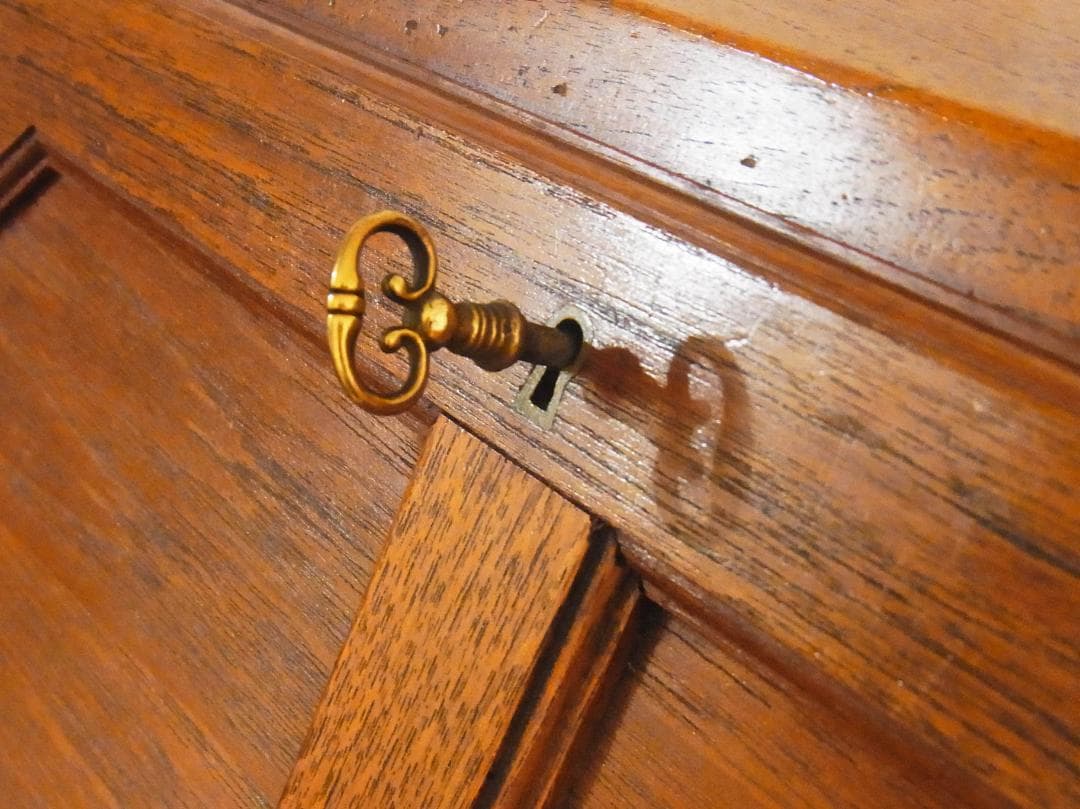 英国 アンティーク 家具 ライティングビューロー 鍵付き 真鍮金具
