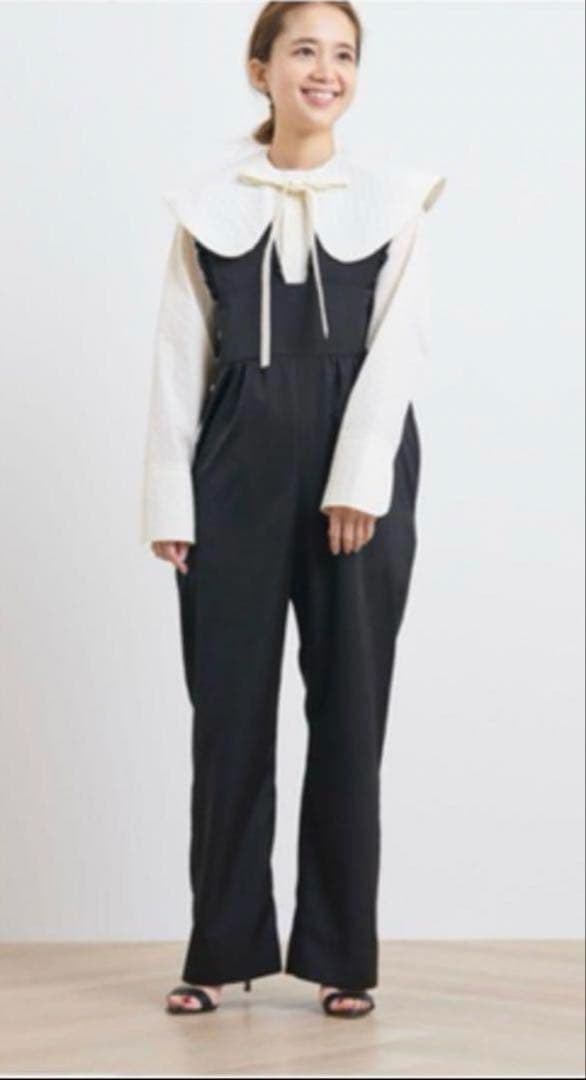 yori サテンフリルサロペット ブラック 36 ヨリ