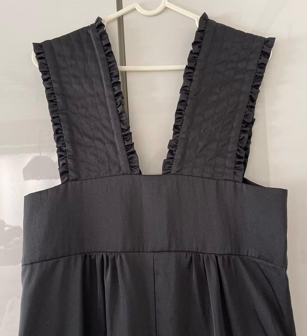 yori サテンフリルサロペット ブラック 36 ヨリ