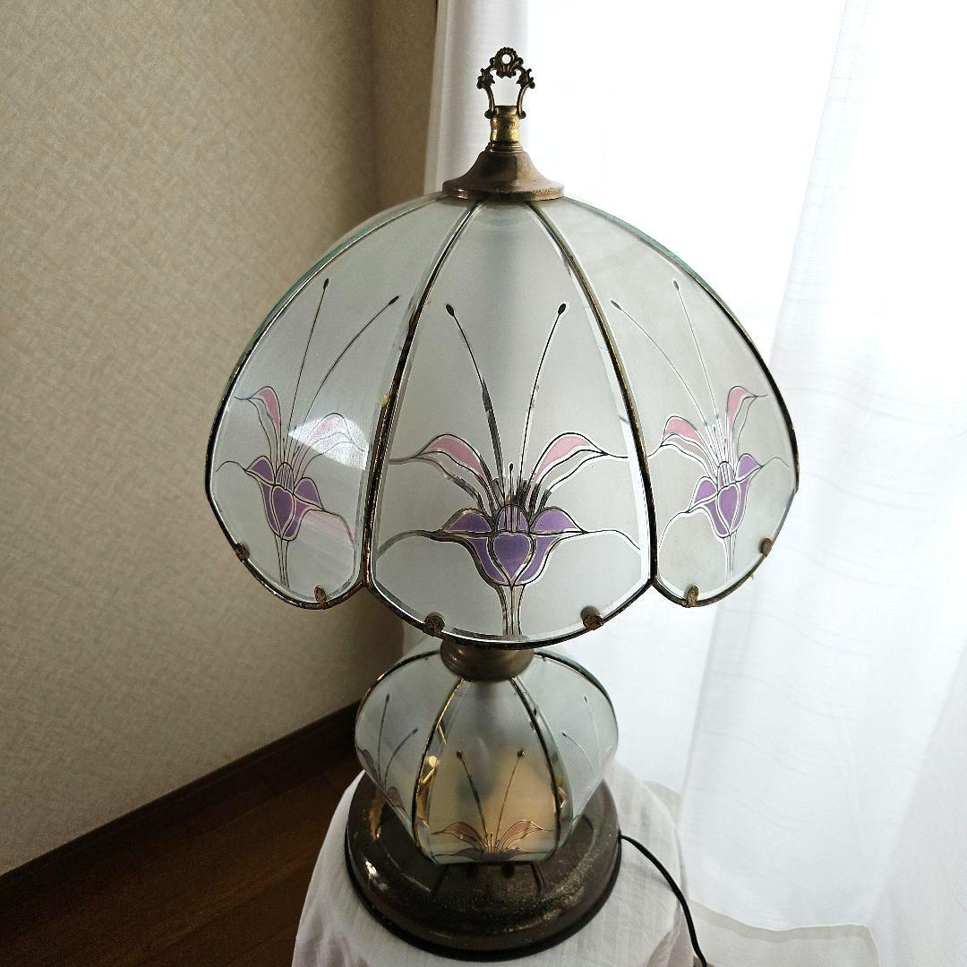 ヴィンテージ　ユーワ　YOUWA 　台湾製　ガラス　テーブルランプ　照明　真鍮