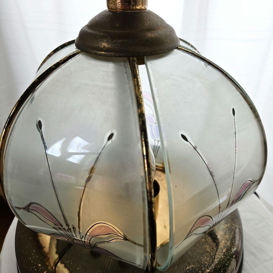 ヴィンテージ　ユーワ　YOUWA 　台湾製　ガラス　テーブルランプ　照明　真鍮