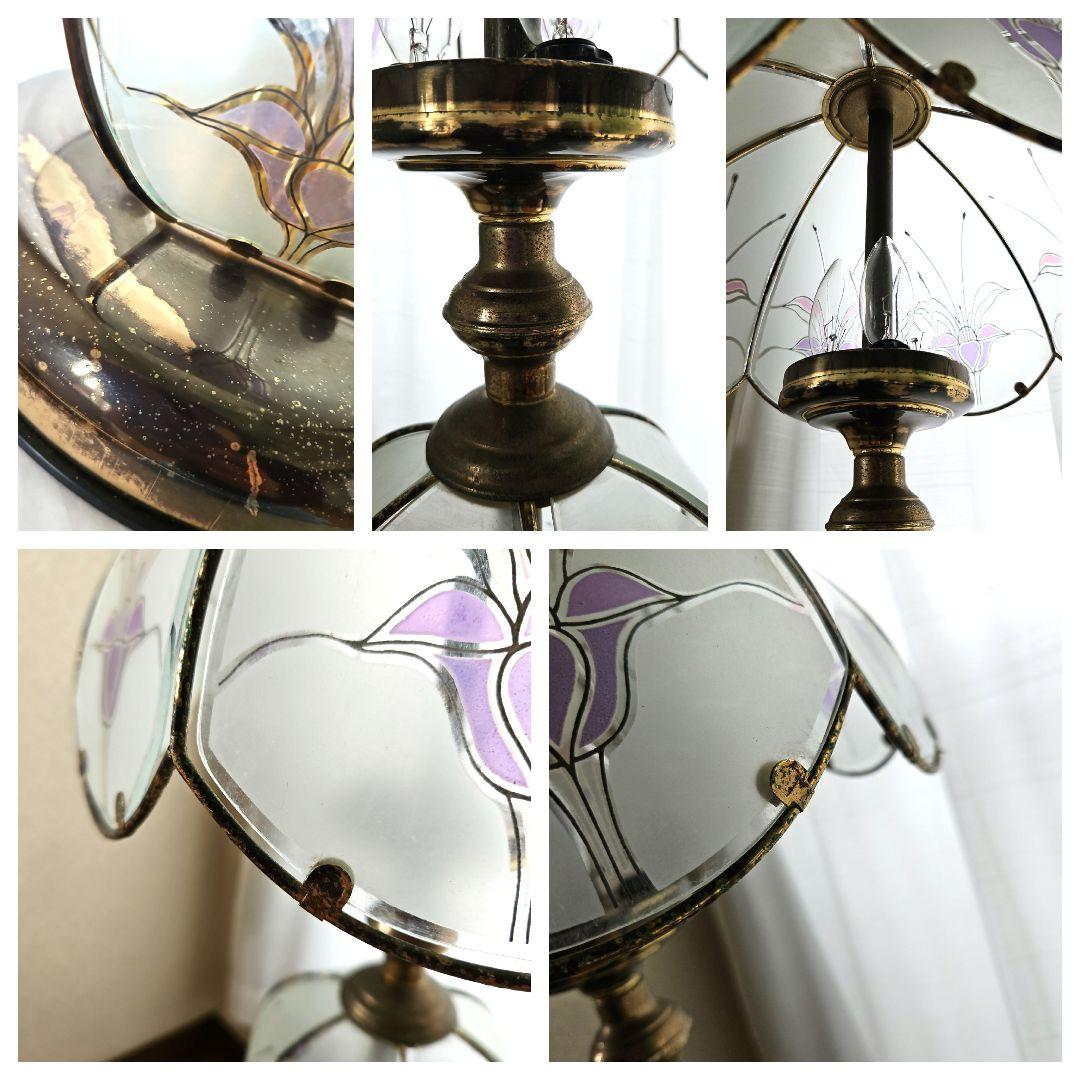 ヴィンテージ　ユーワ　YOUWA 　台湾製　ガラス　テーブルランプ　照明　真鍮