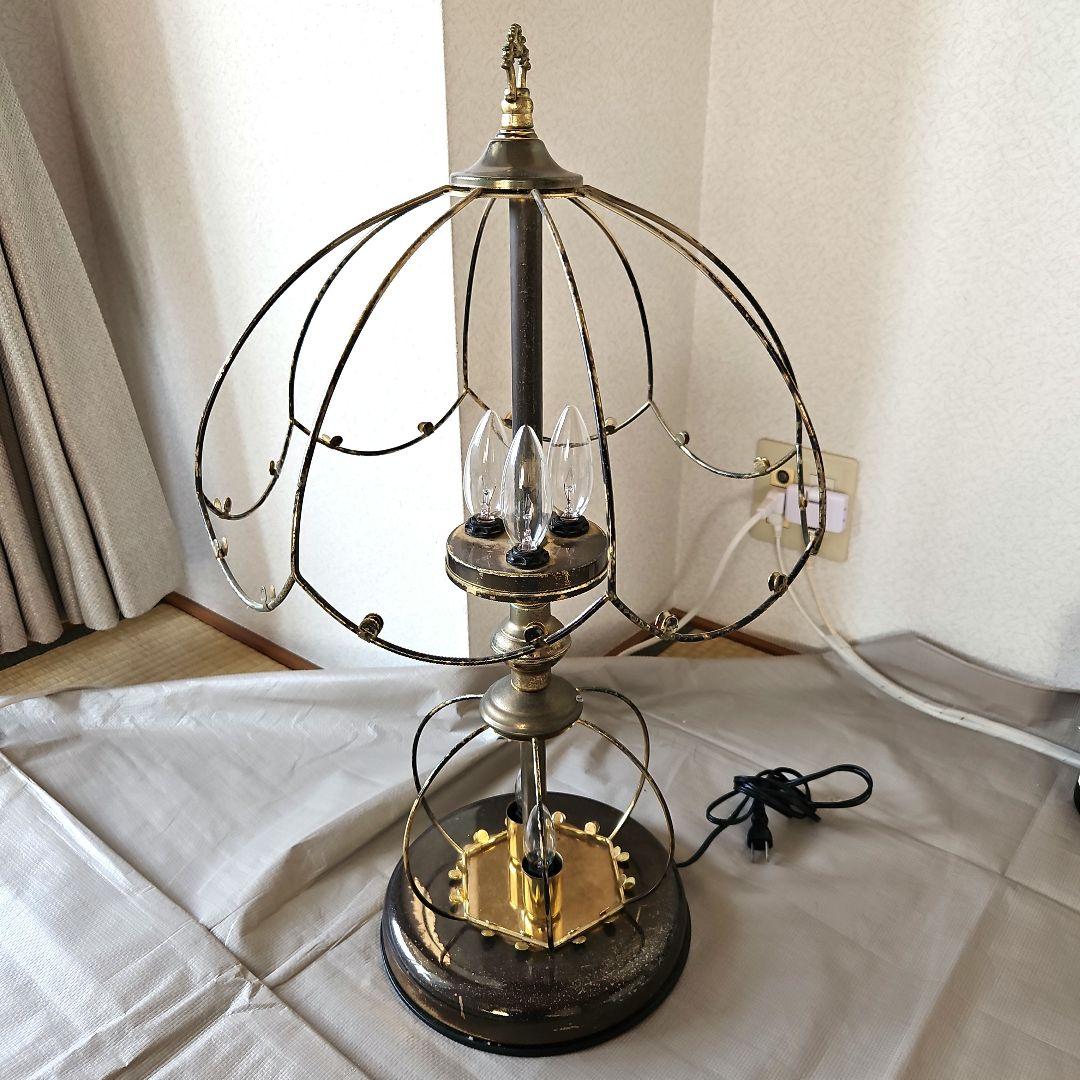 ヴィンテージ　ユーワ　YOUWA 　台湾製　ガラス　テーブルランプ　照明　真鍮