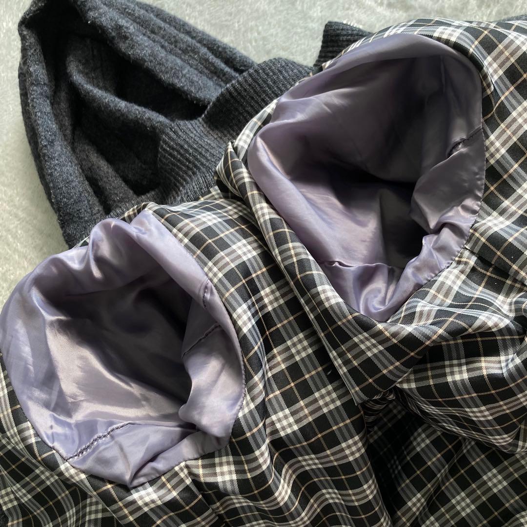 美品✨バーバリーブルーレーベル スタジャン ニット フード付 ノバチェック 38