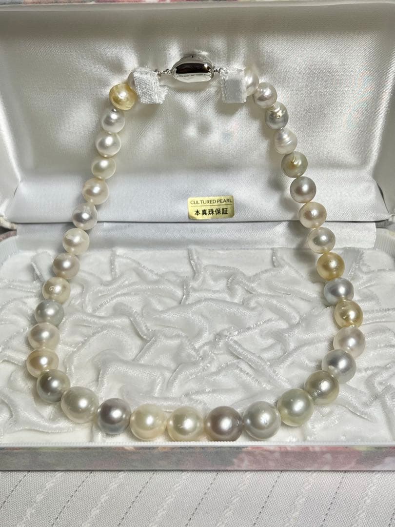 A6108 本真珠　南洋真珠　白蝶真珠　ネックレス 本物　海水 真珠　パール