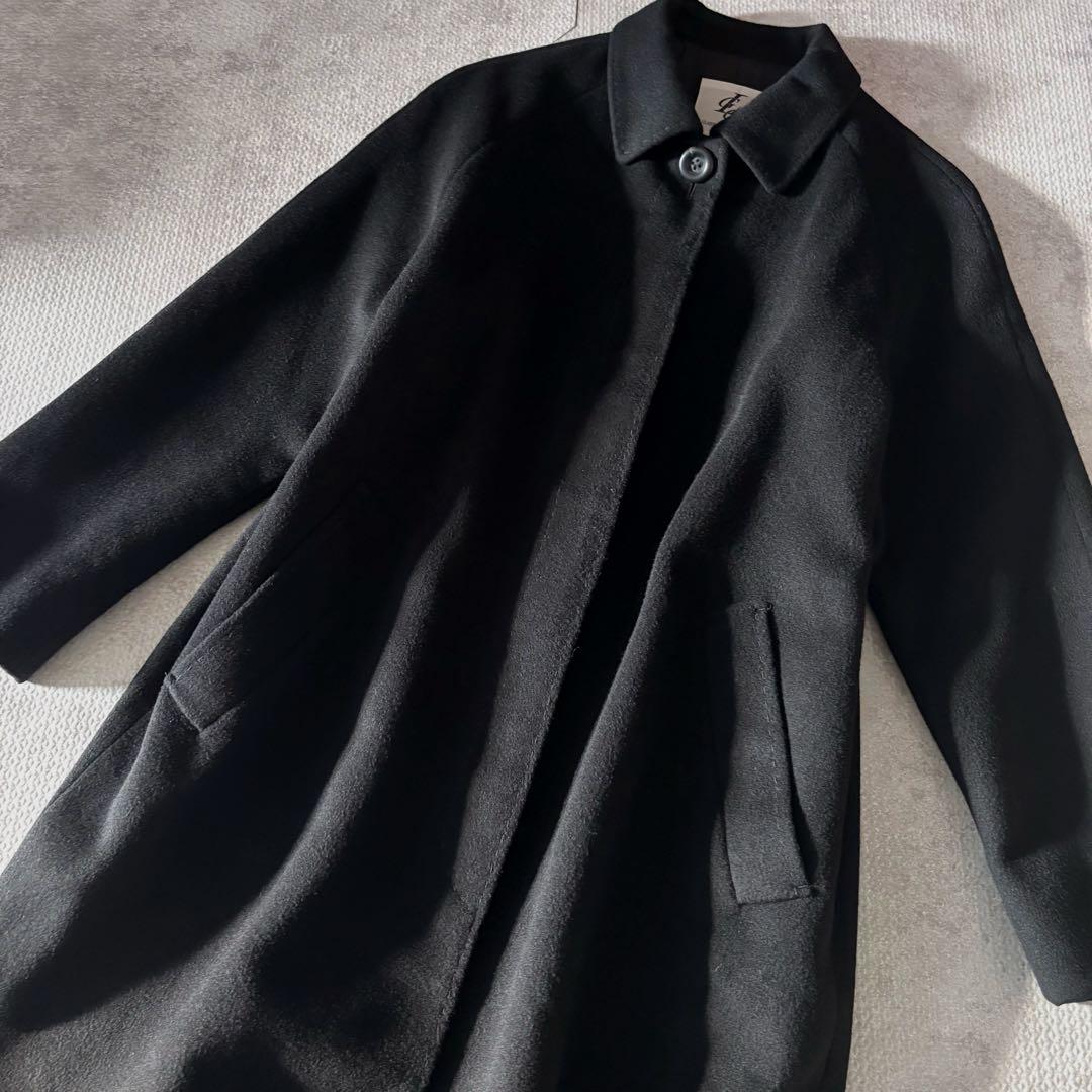 カシミヤ100%ブラックステンカラーロングコート ジャンニロジュディチェ36美品