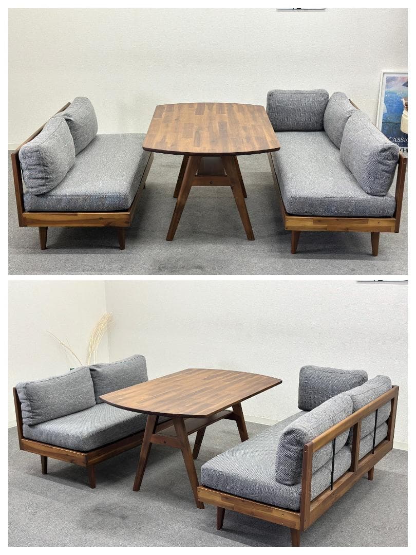 □ウニコ□スウェラ ダイニングセット テーブル ソファ グレー