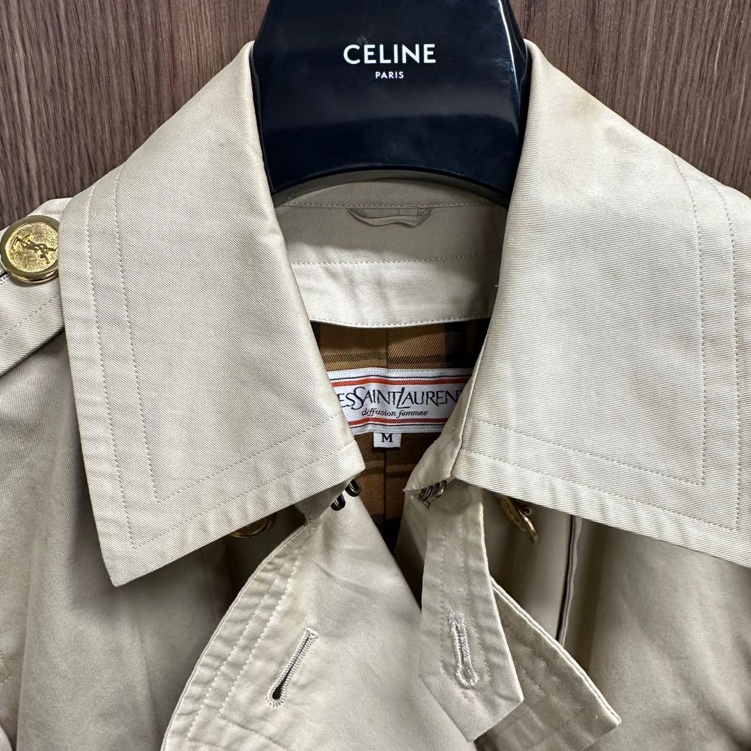 YSLトレンチコート 金ボタン ベージュ M ユニセックス ビンテージ