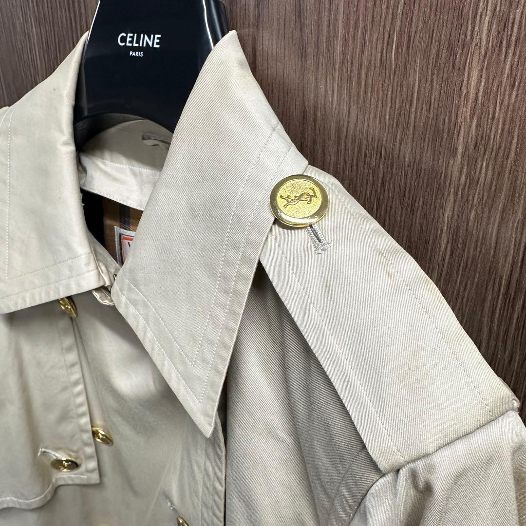 YSLトレンチコート 金ボタン ベージュ M ユニセックス ビンテージ