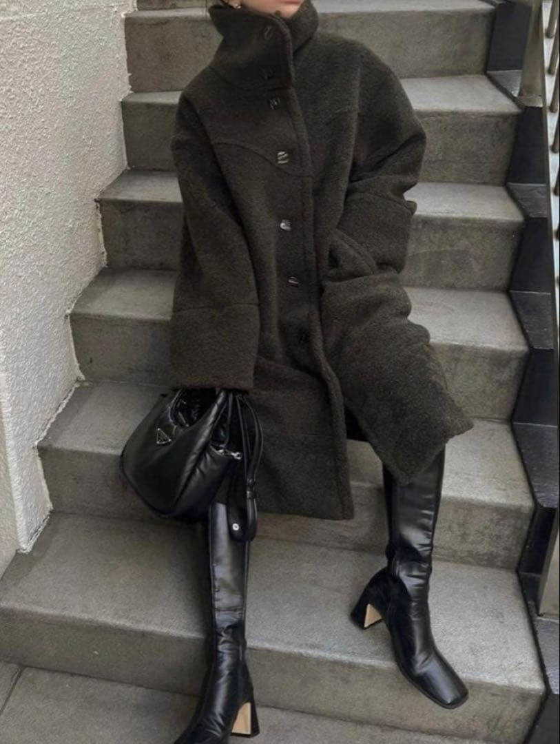 新品 willfully スタンドカラーボアコート クリームFサイズウィルフリー