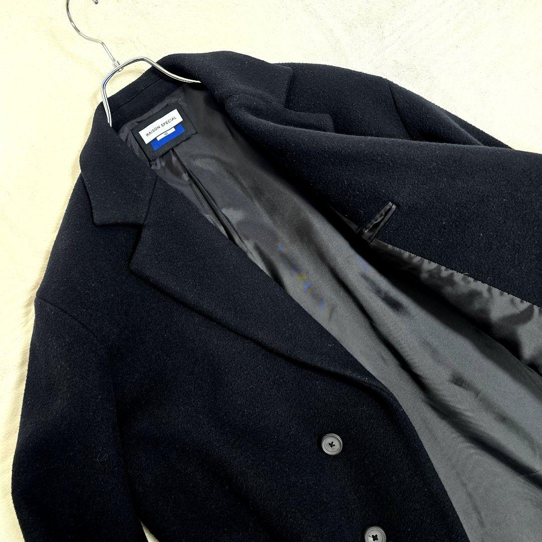 メゾンスペシャル チェスターコート ロングコート ウール マキシ丈 黒 XL相当
