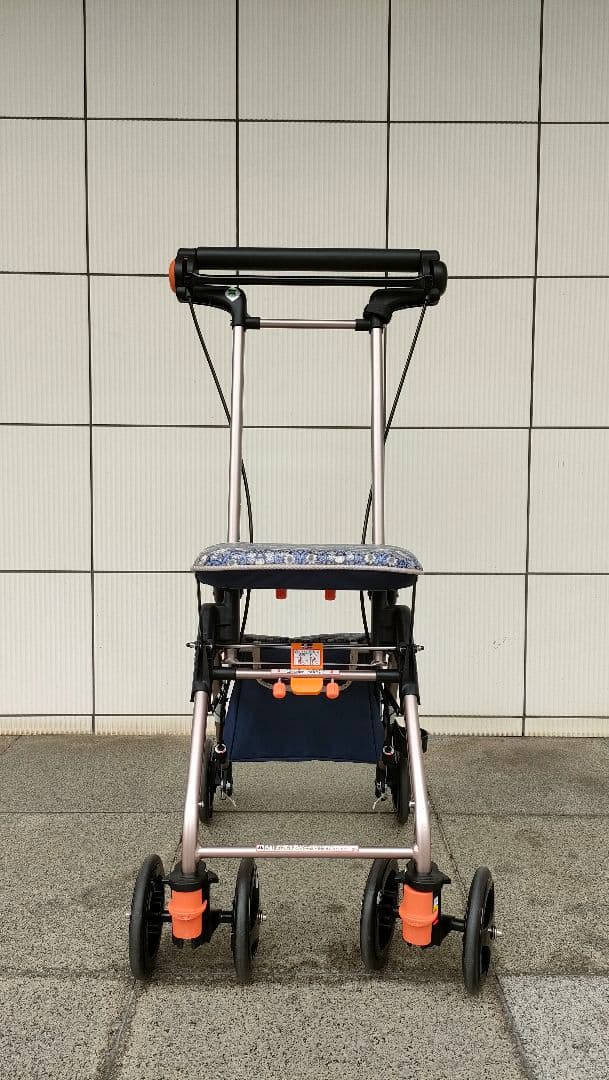 折りたたみ式シルバーカー ネイビー花柄