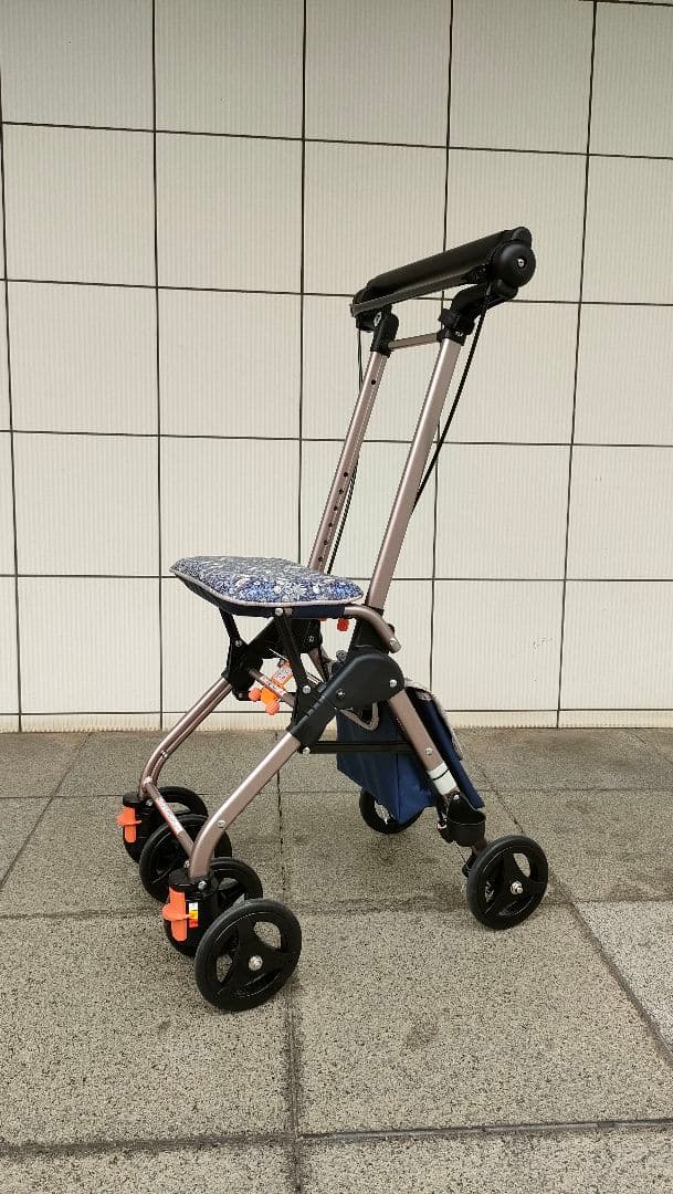 折りたたみ式シルバーカー ネイビー花柄